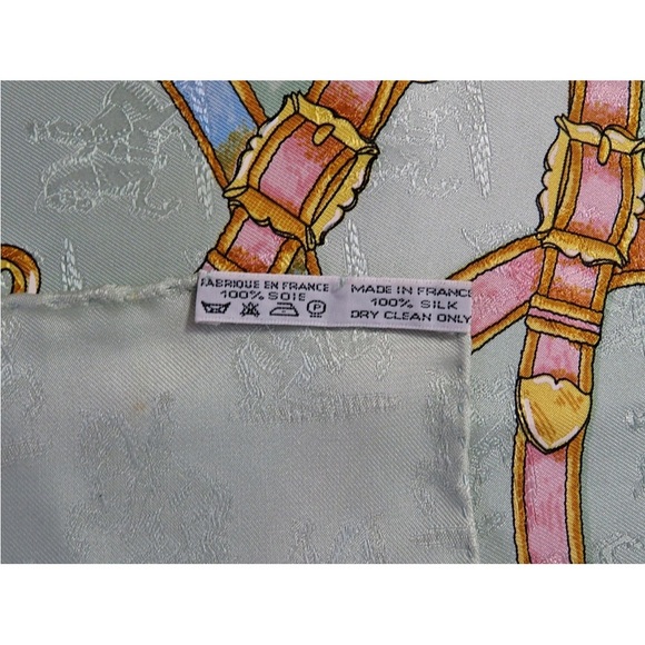 Hermes Silk Scarf with Gold and Blue Accents - Picture 11 of 12